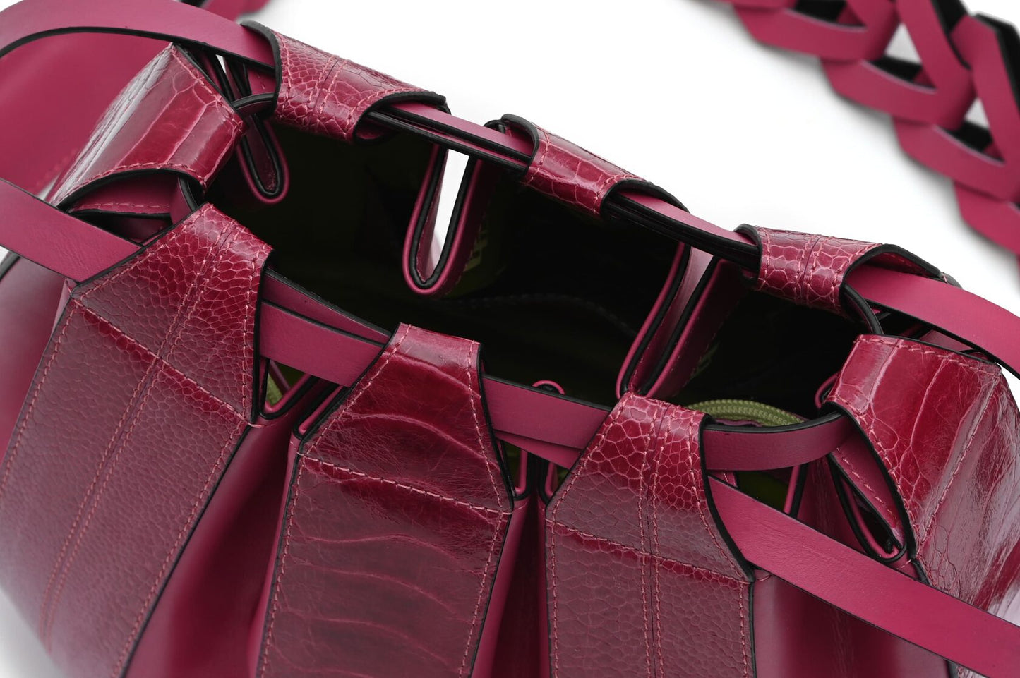 Pink Lyra Ostrich Leather Crossbody Bag