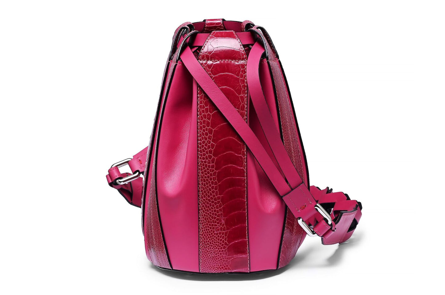 Pink Lyra Ostrich Leather Crossbody Bag
