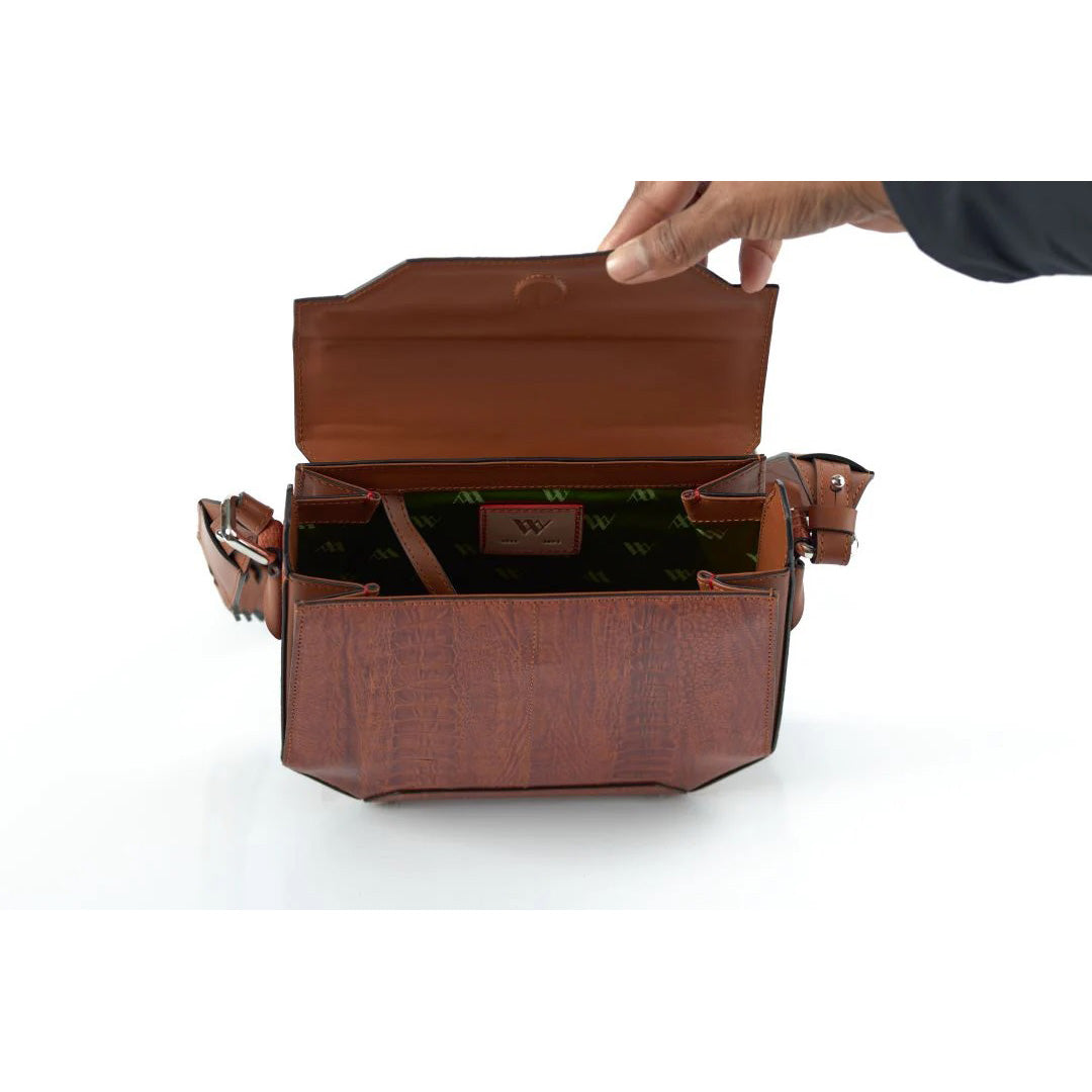 Light Brown Lia Ostrich Leather Shoulder Bag