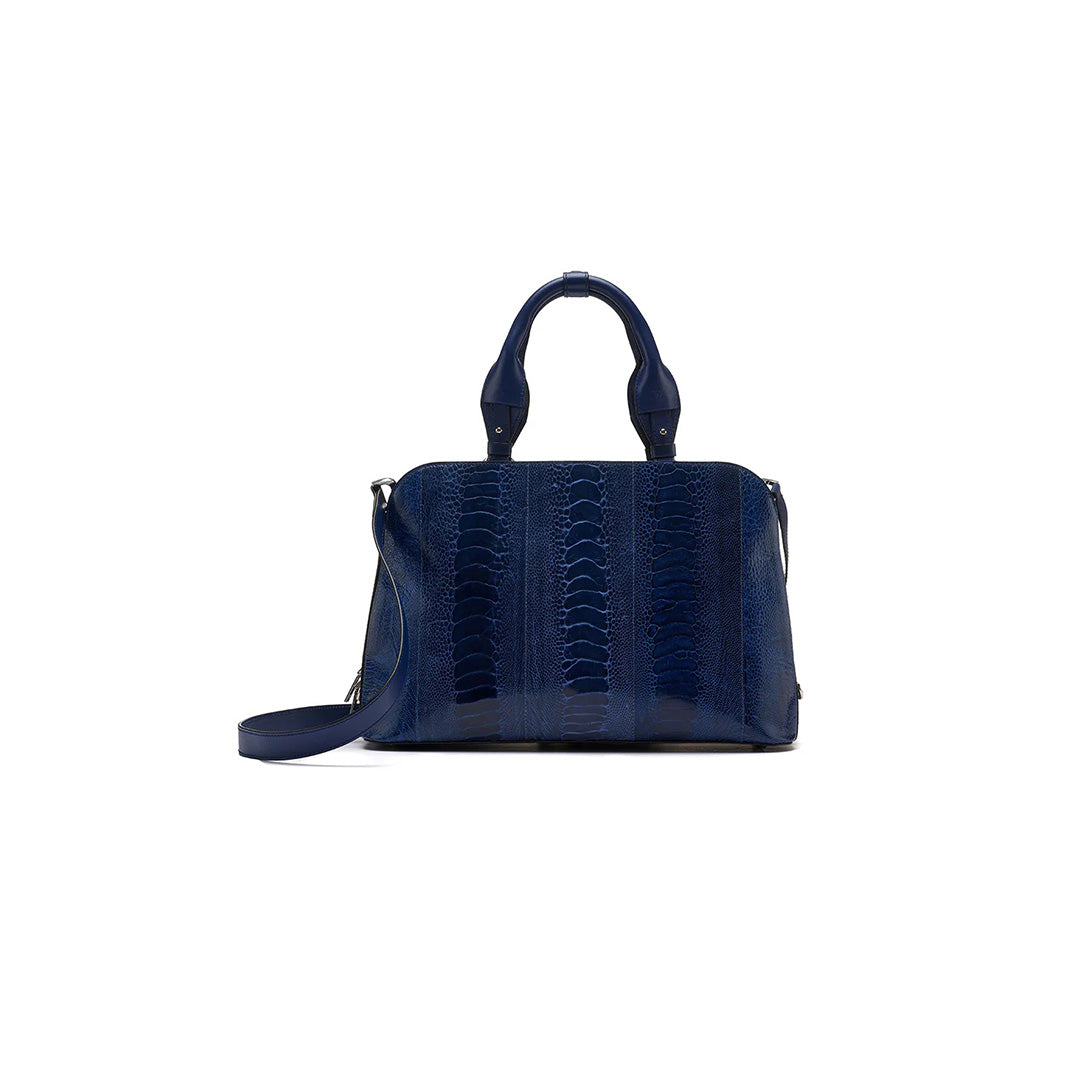 Blue Lexington Ostrich Leather Business Bag