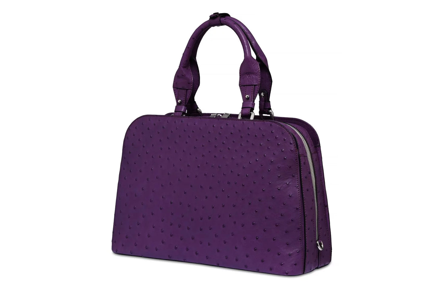 Purple Lexington Ostrich Quill Leather Business Bag