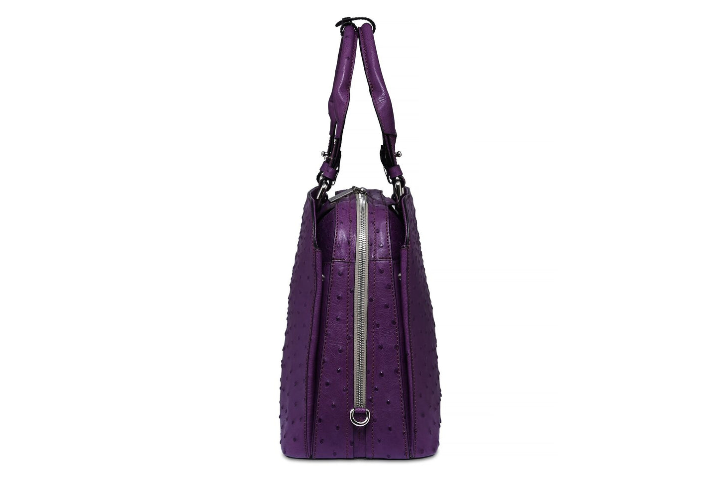 Purple Lexington Ostrich Quill Leather Business Bag