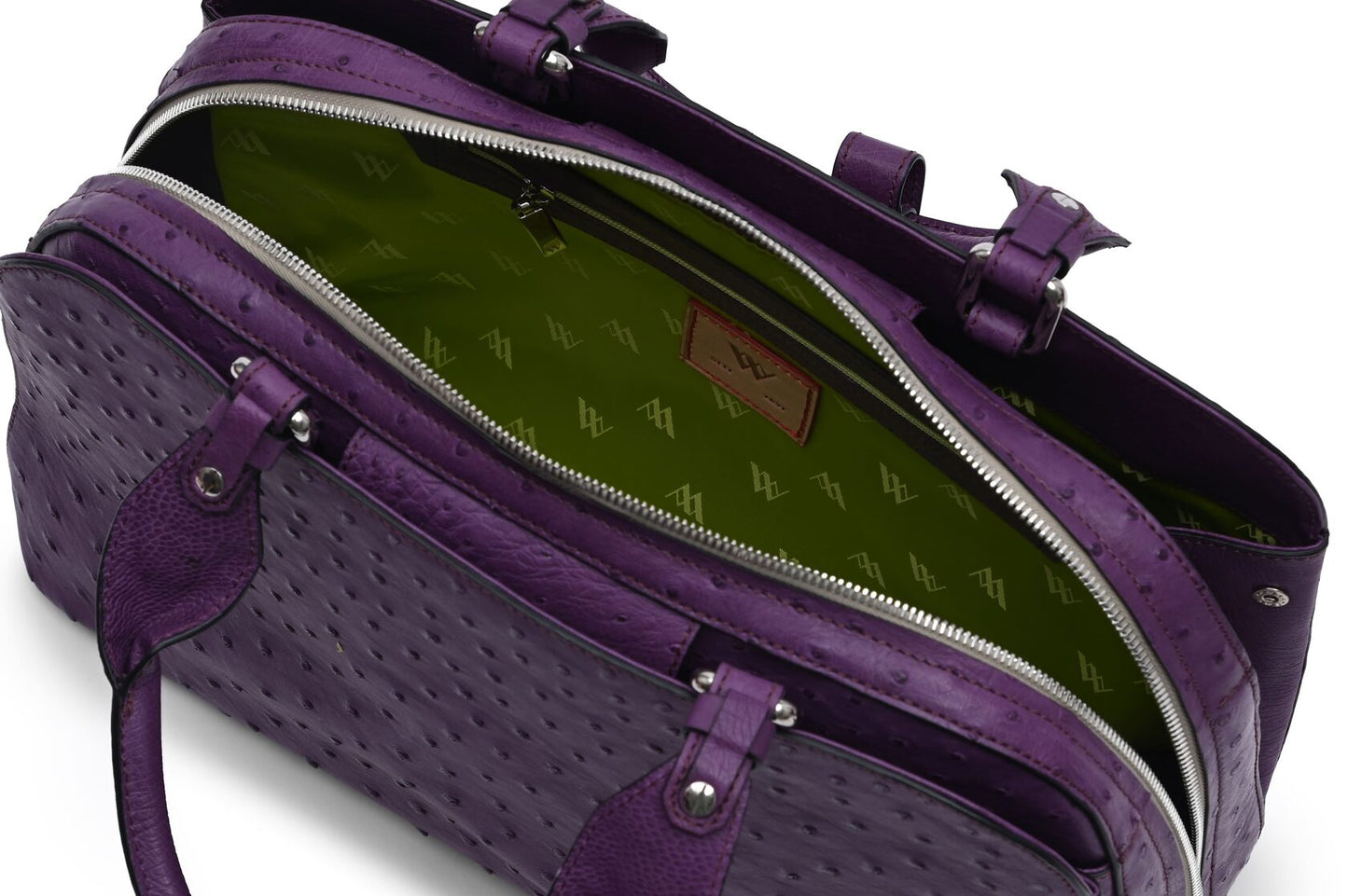 Purple Lexington Ostrich Quill Leather Business Bag