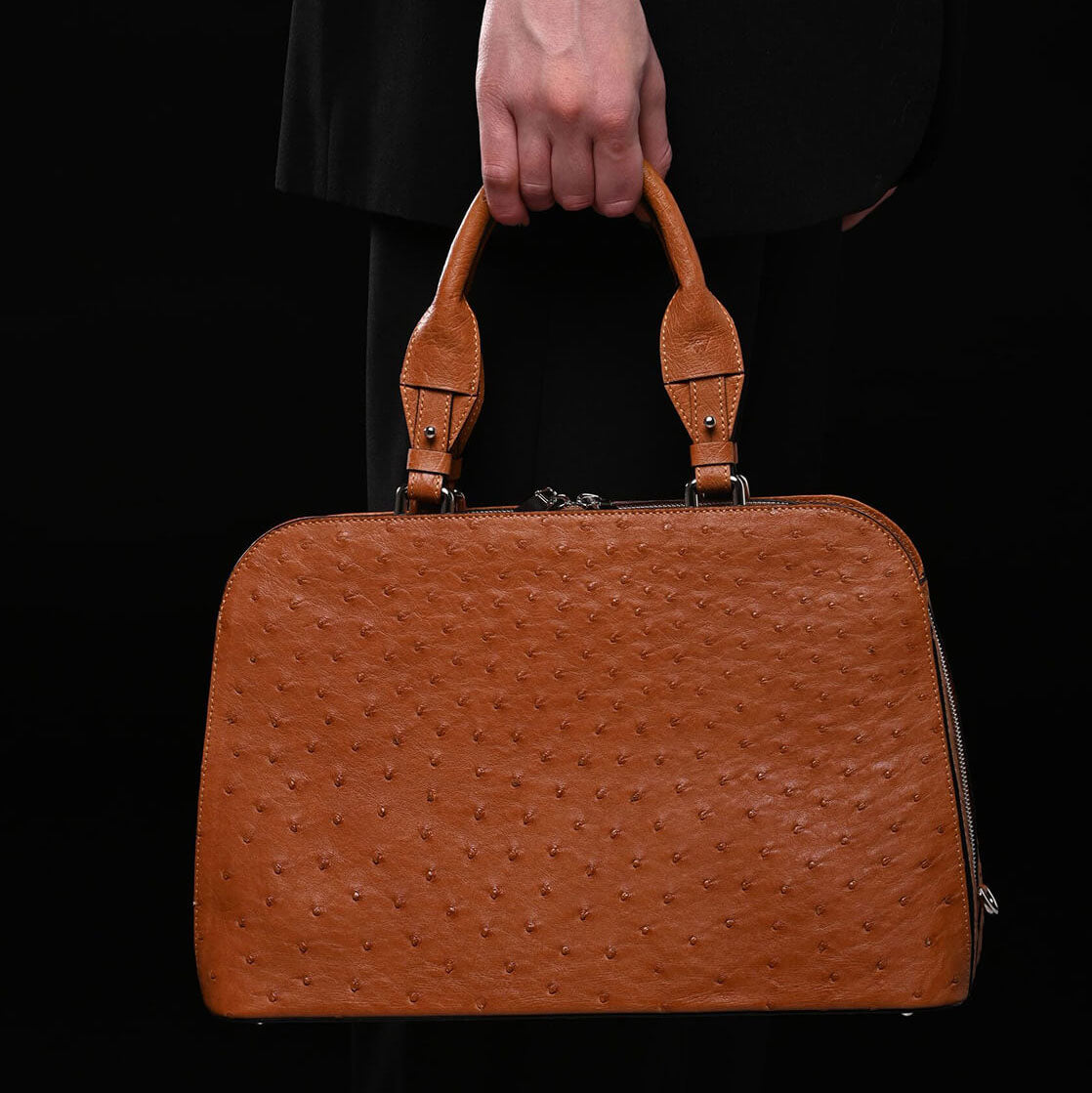 Light Brown Lexington Ostrich Leather Business Bag