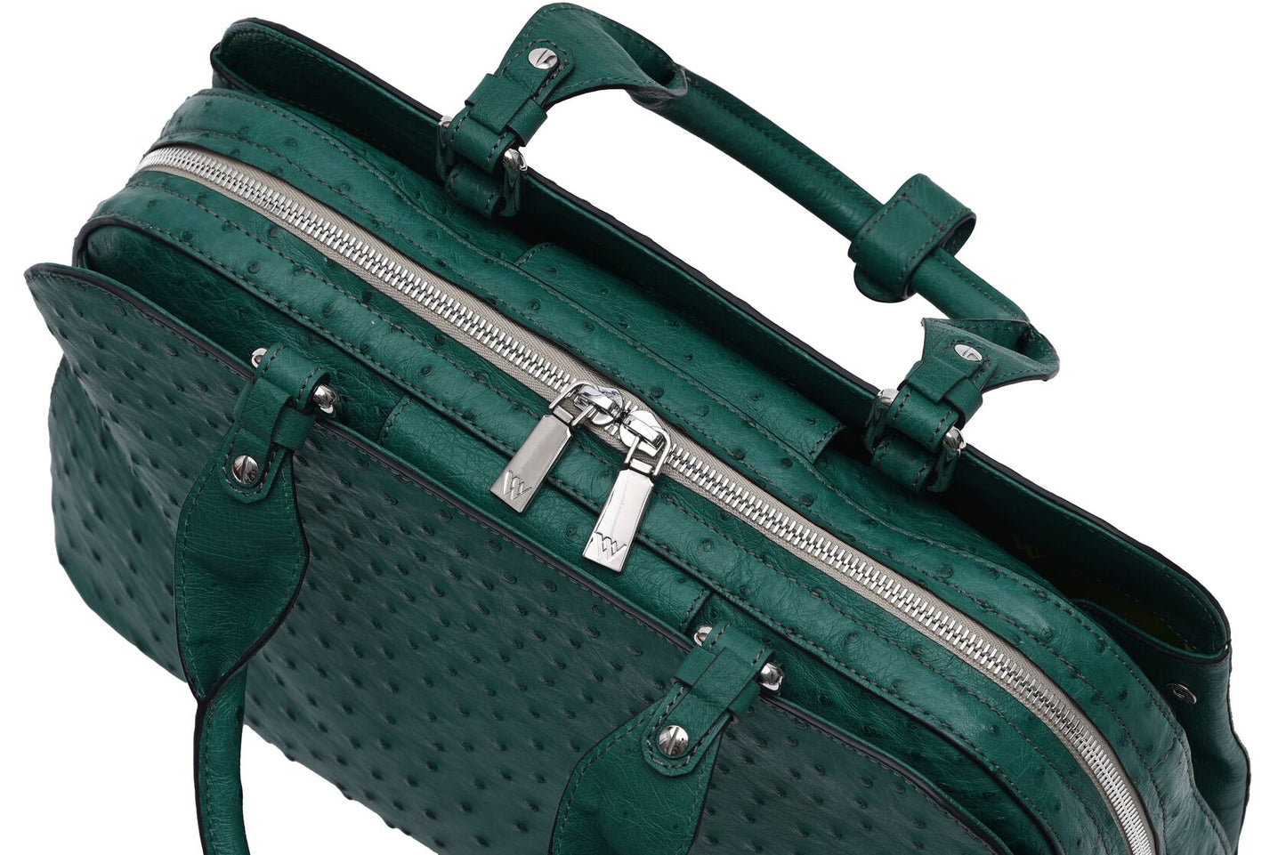 Green Lexington Ostrich Leather Business Bag