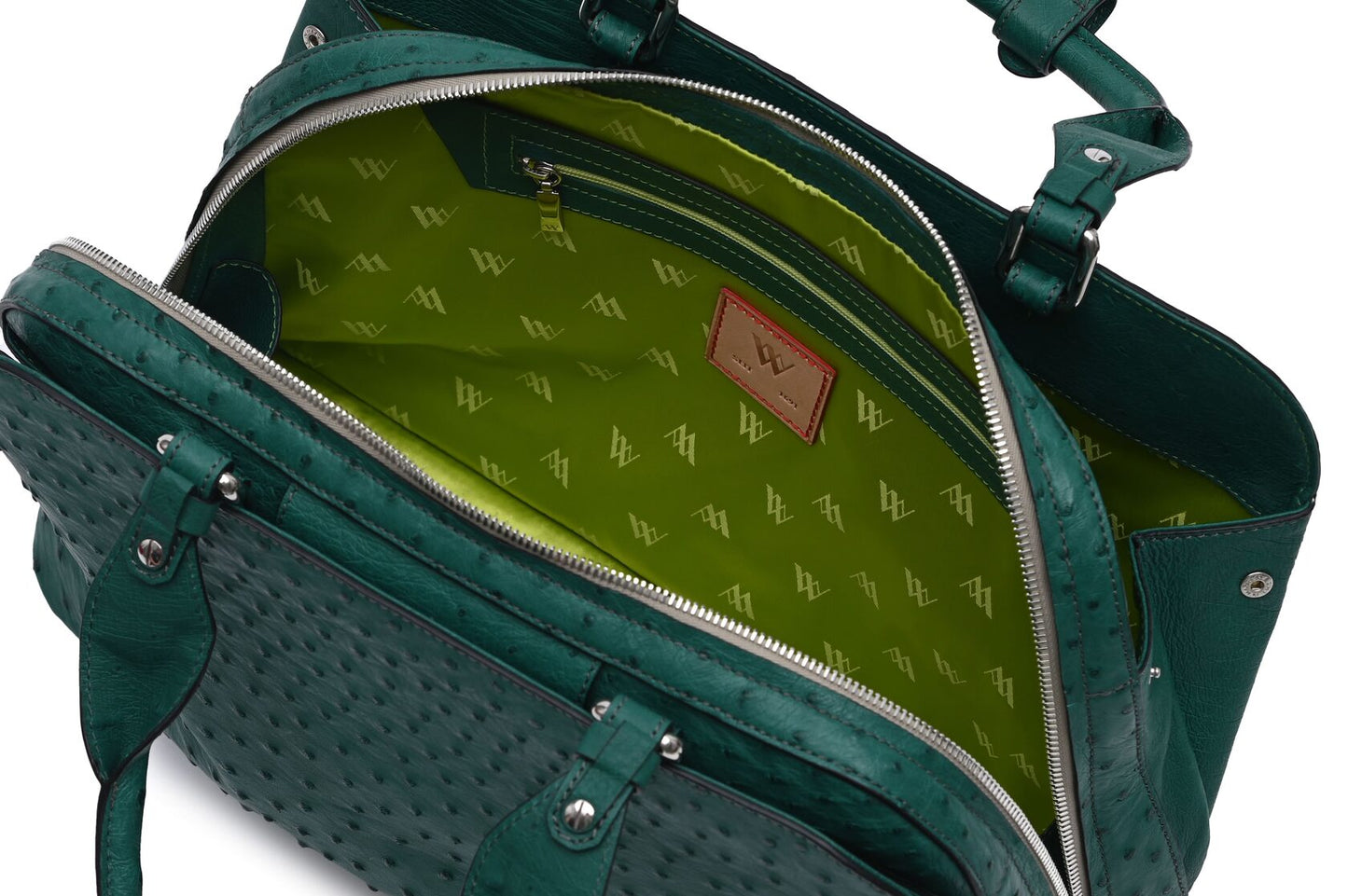 Green Lexington Ostrich Leather Business Bag
