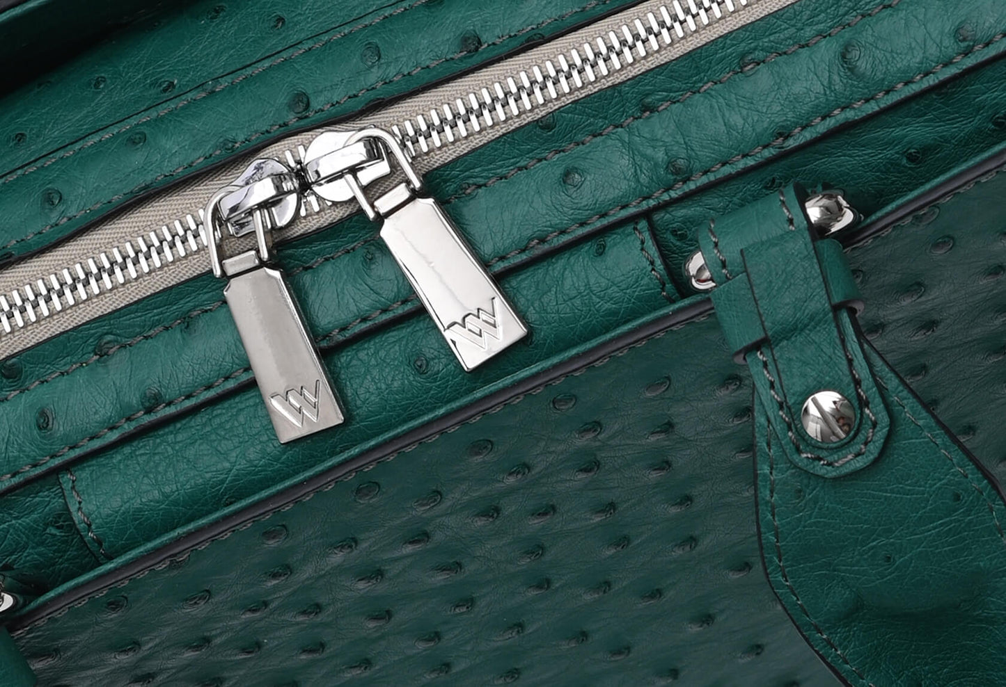 Green Lexington Ostrich Leather Business Bag