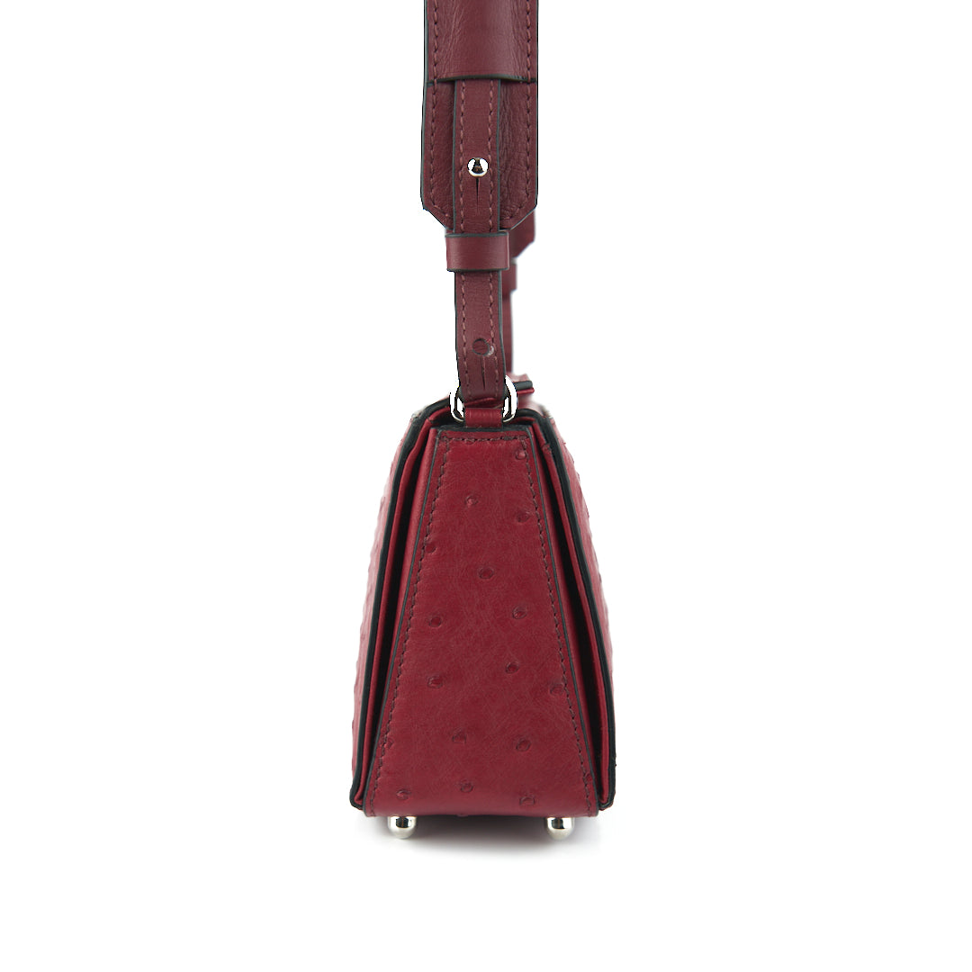 Red Lottie Ostrich Leather Crossbody Bag