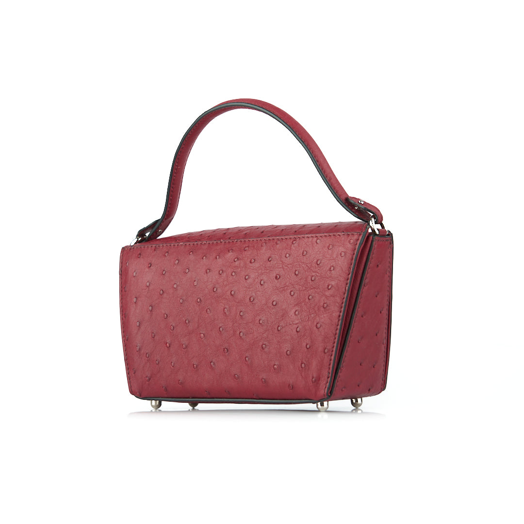 Red Lottie Ostrich Leather Crossbody Bag