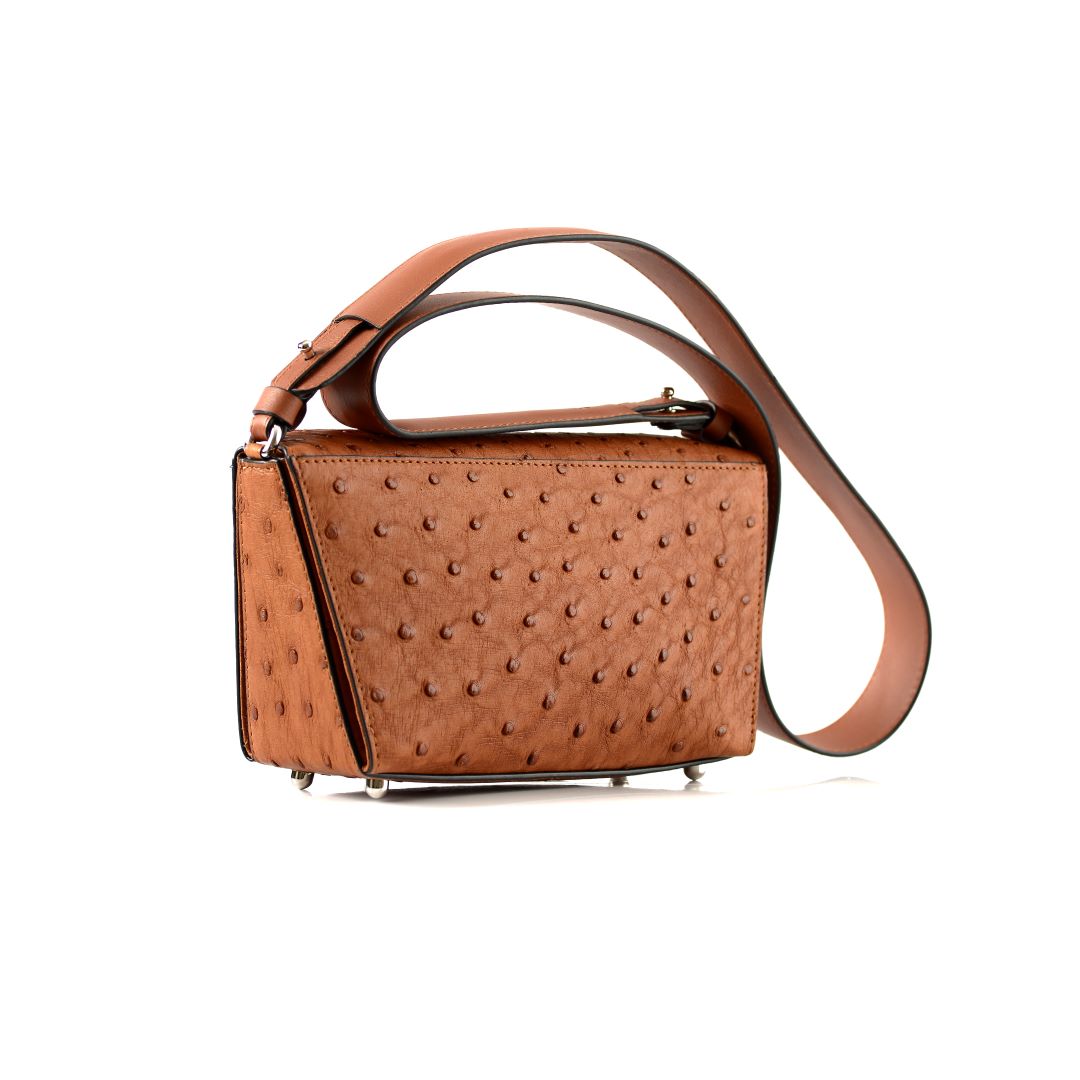 Light Brown Lottie Ostrich Leather Crossbody Bag