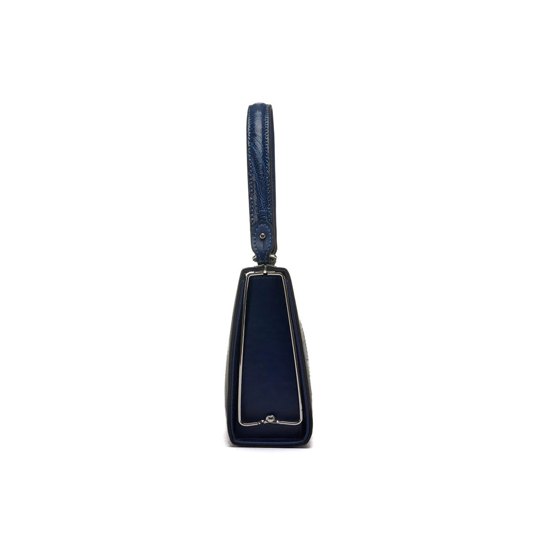 Blue Libby Ostrich Leather Evening Bag
