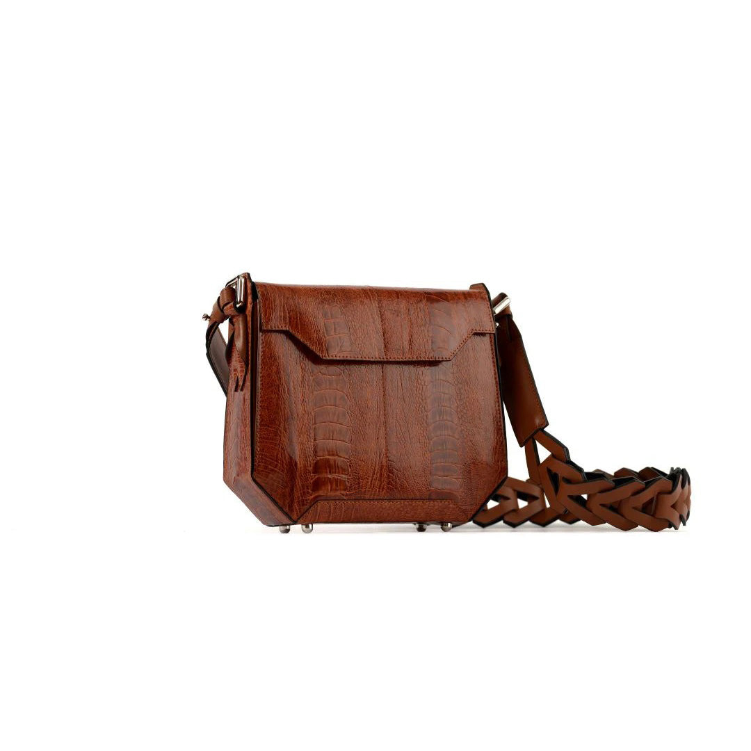 Light Brown Lia Ostrich Leather Shoulder Bag