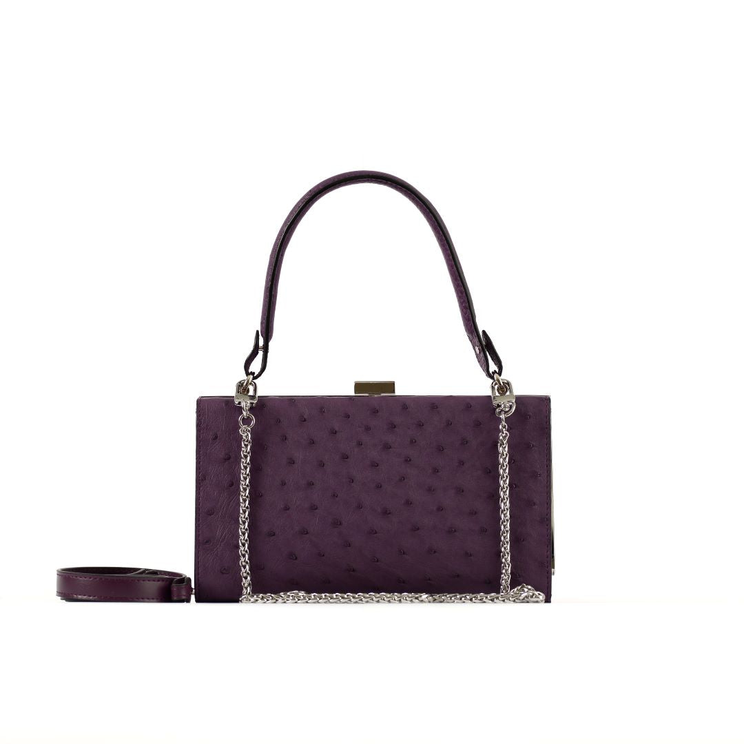 Purple Libby Ostrich Leather Evening Bag