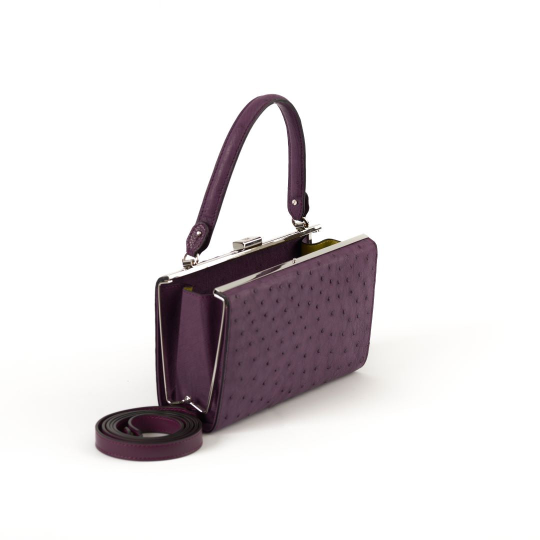 Purple Libby Ostrich Leather Evening Bag