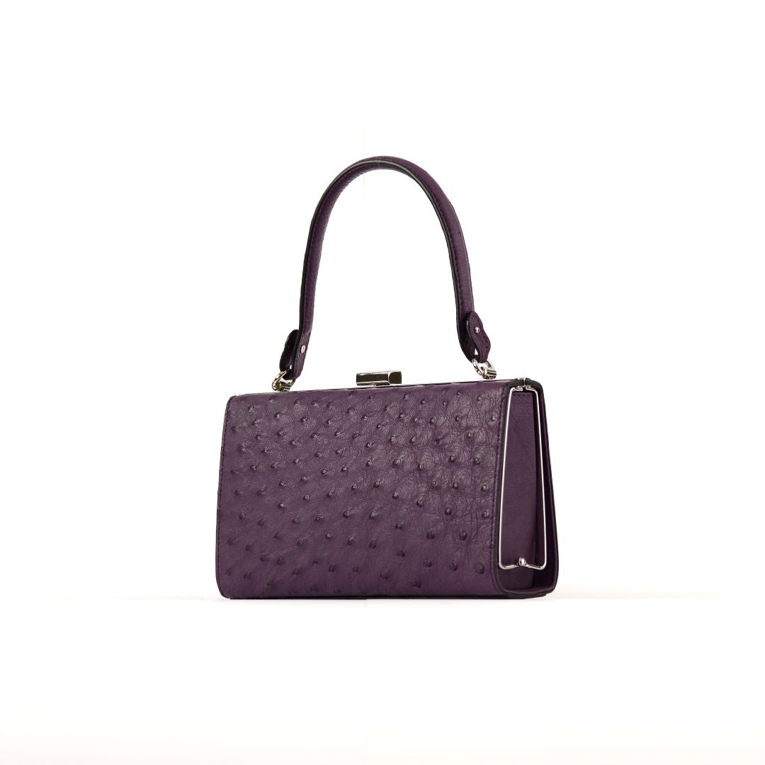 Purple Libby Ostrich Leather Evening Bag
