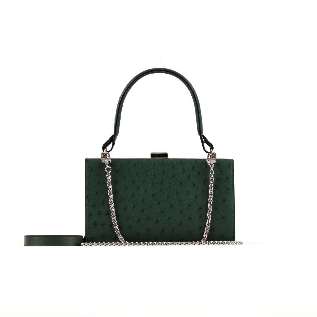 Green Libby Ostrich Leather Evening Bag