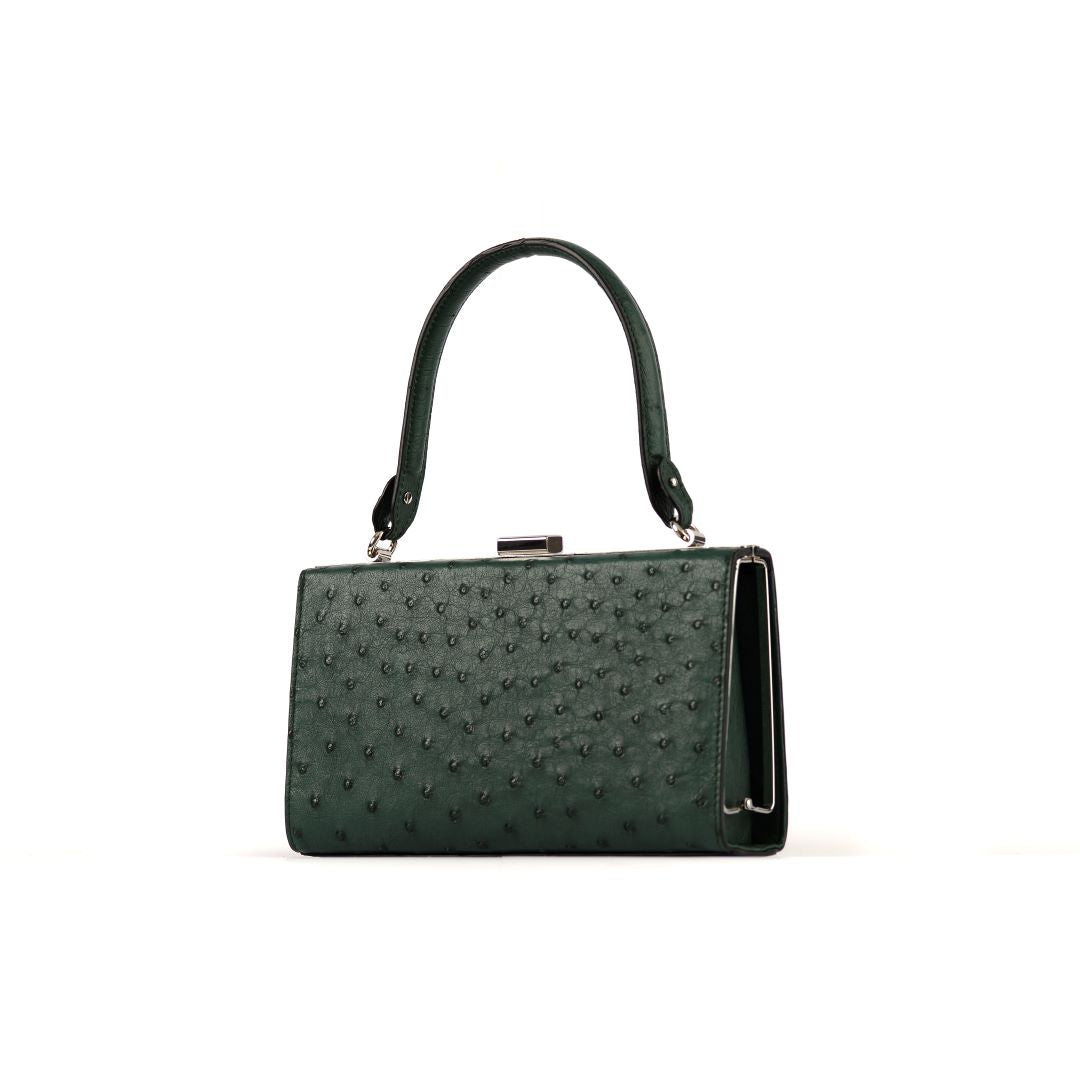 Green Libby Ostrich Leather Evening Bag