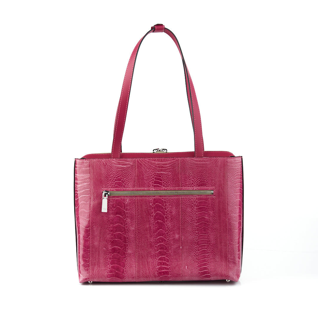 Pink Lilibet Ostrich Leather Tote Bag