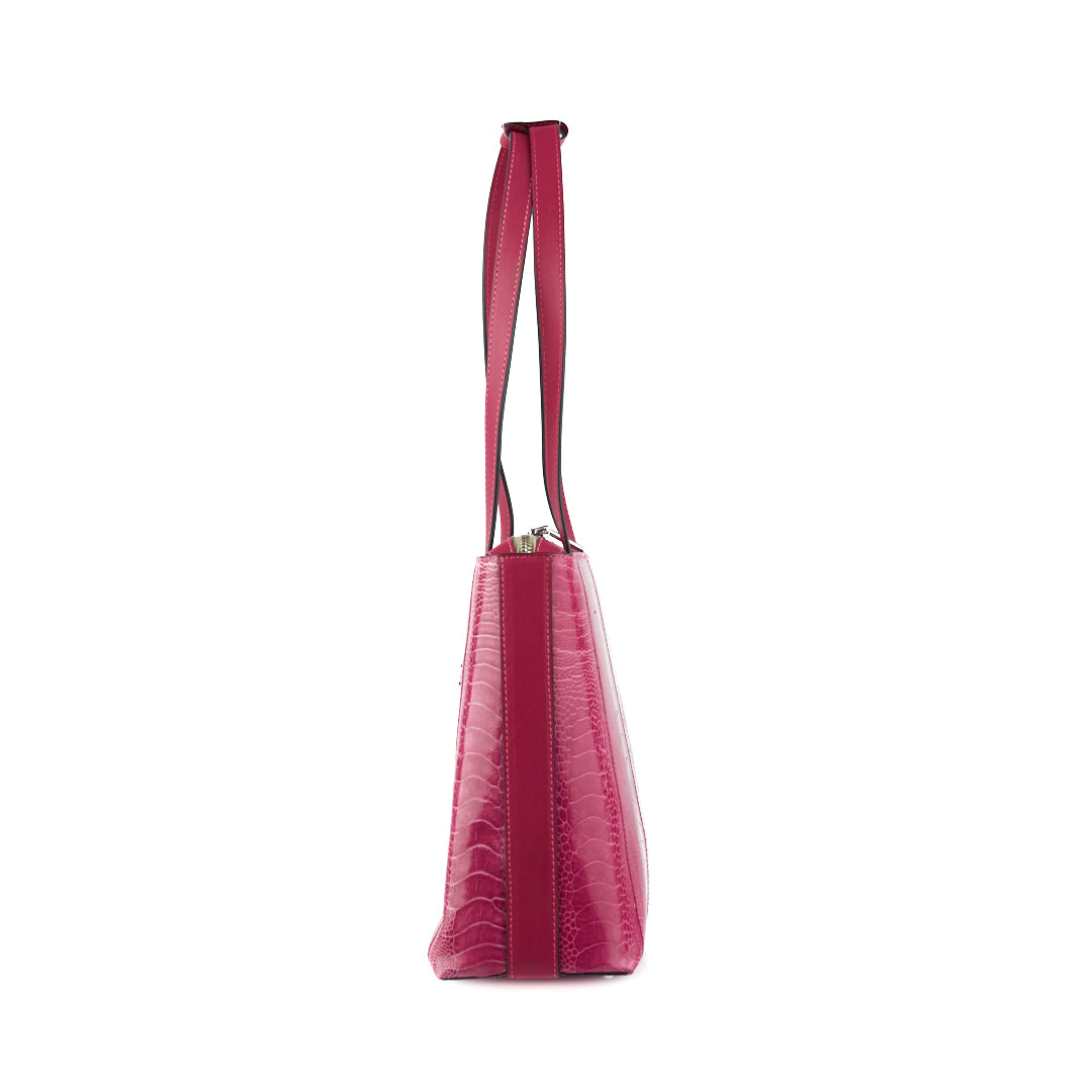 Pink Lilibet Ostrich Leather Tote Bag