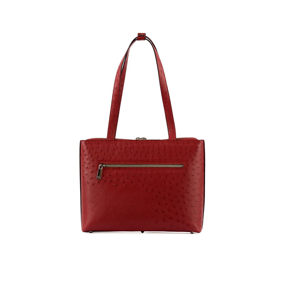 Red Lilibet Ostrich Leather Tote Bag