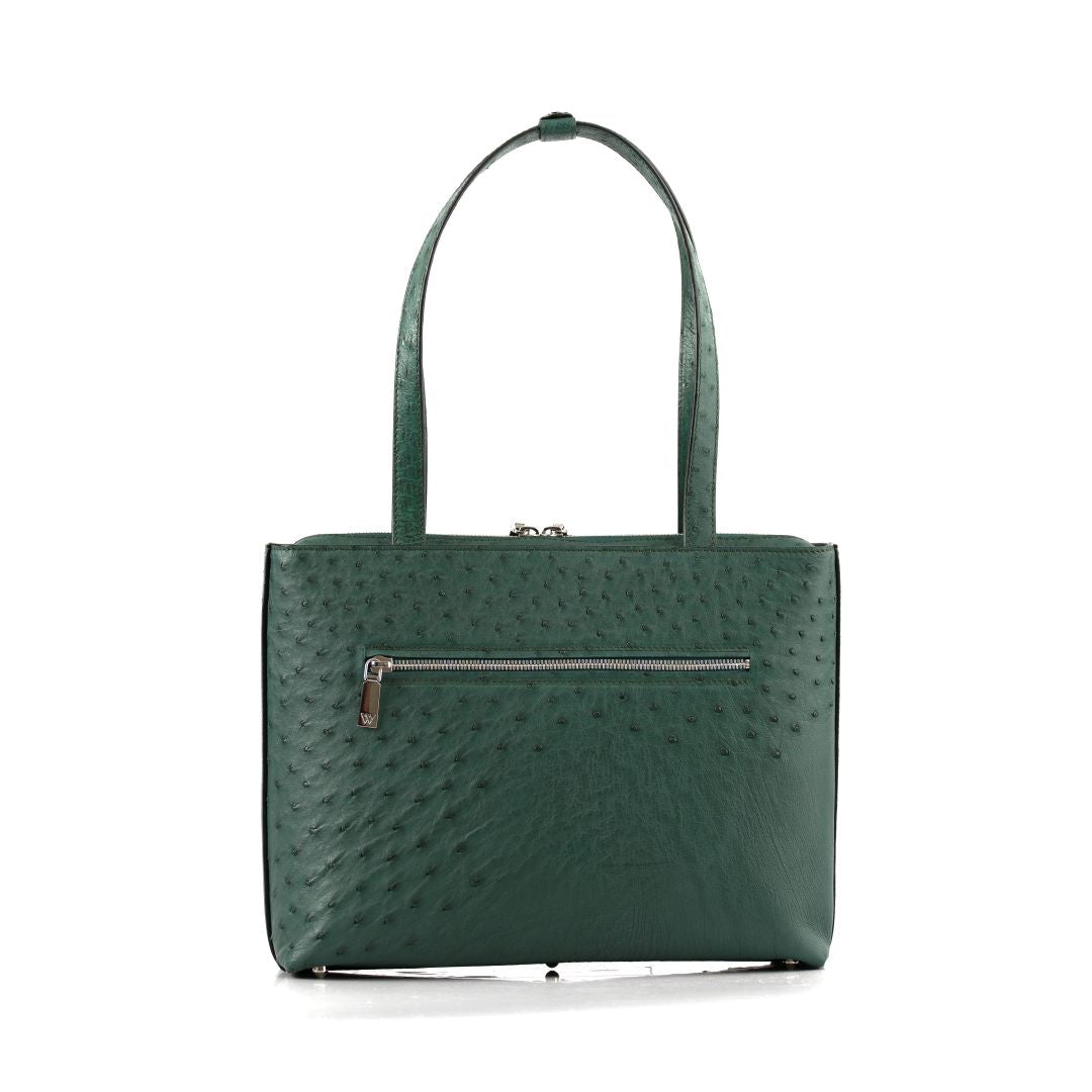 Green Lilibet Ostrich Leather Tote Bag