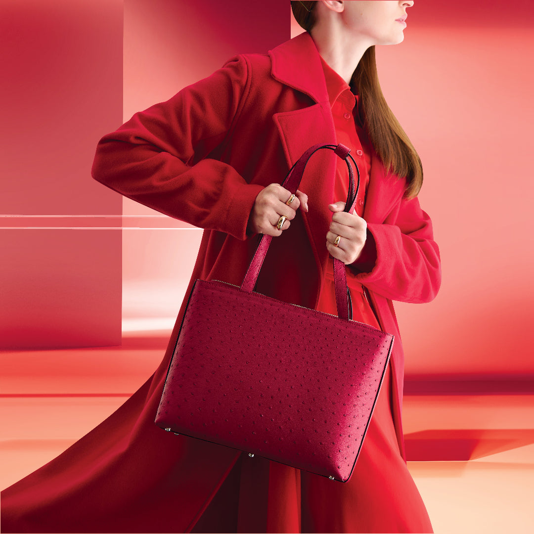 Pink Lilibet Ostrich Leather Tote Bag