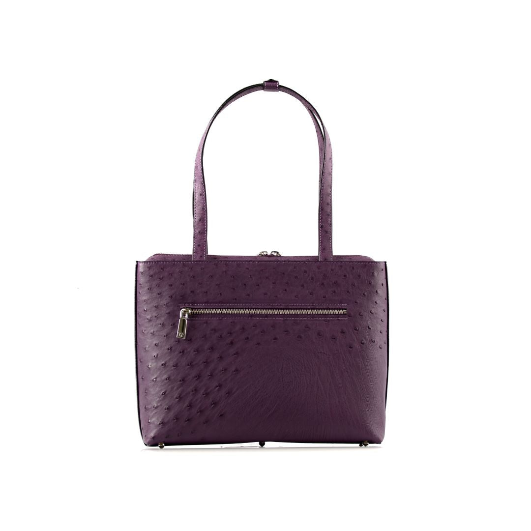 Purple Lilibet Ostrich Leather Tote Bag