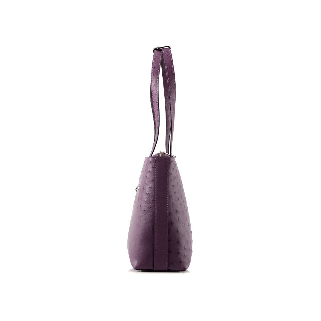 Purple Lilibet Ostrich Leather Tote Bag