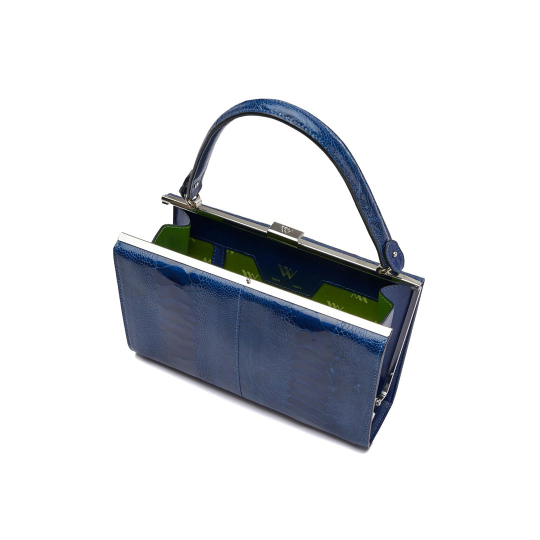 Blue Libby Ostrich Leather Evening Bag