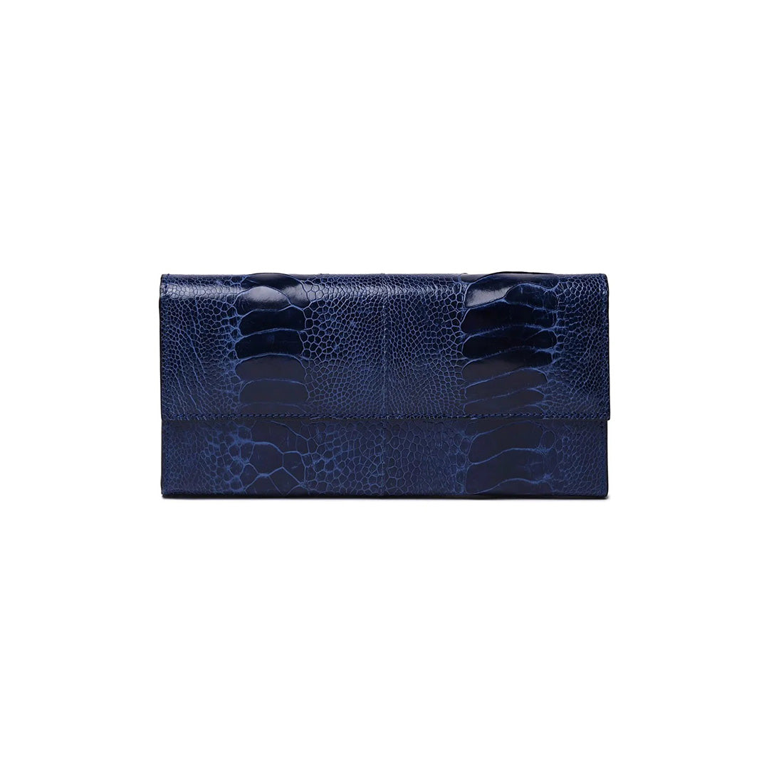 Blue Mississippi Ostrich Leather Purse