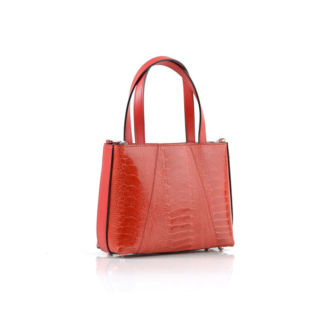 Red Lily Ostrich Leather Shoulder Bag