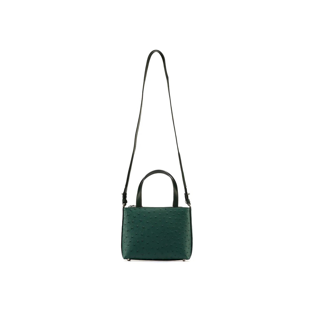 Green Lily Ostrich Leather Shoulder Bag