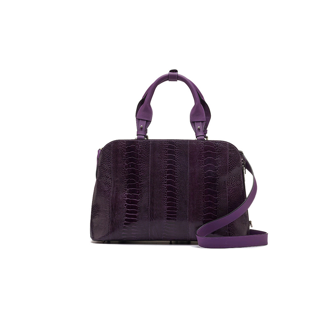 Purple Lexington Ostrich Leg Leather Business Bag
