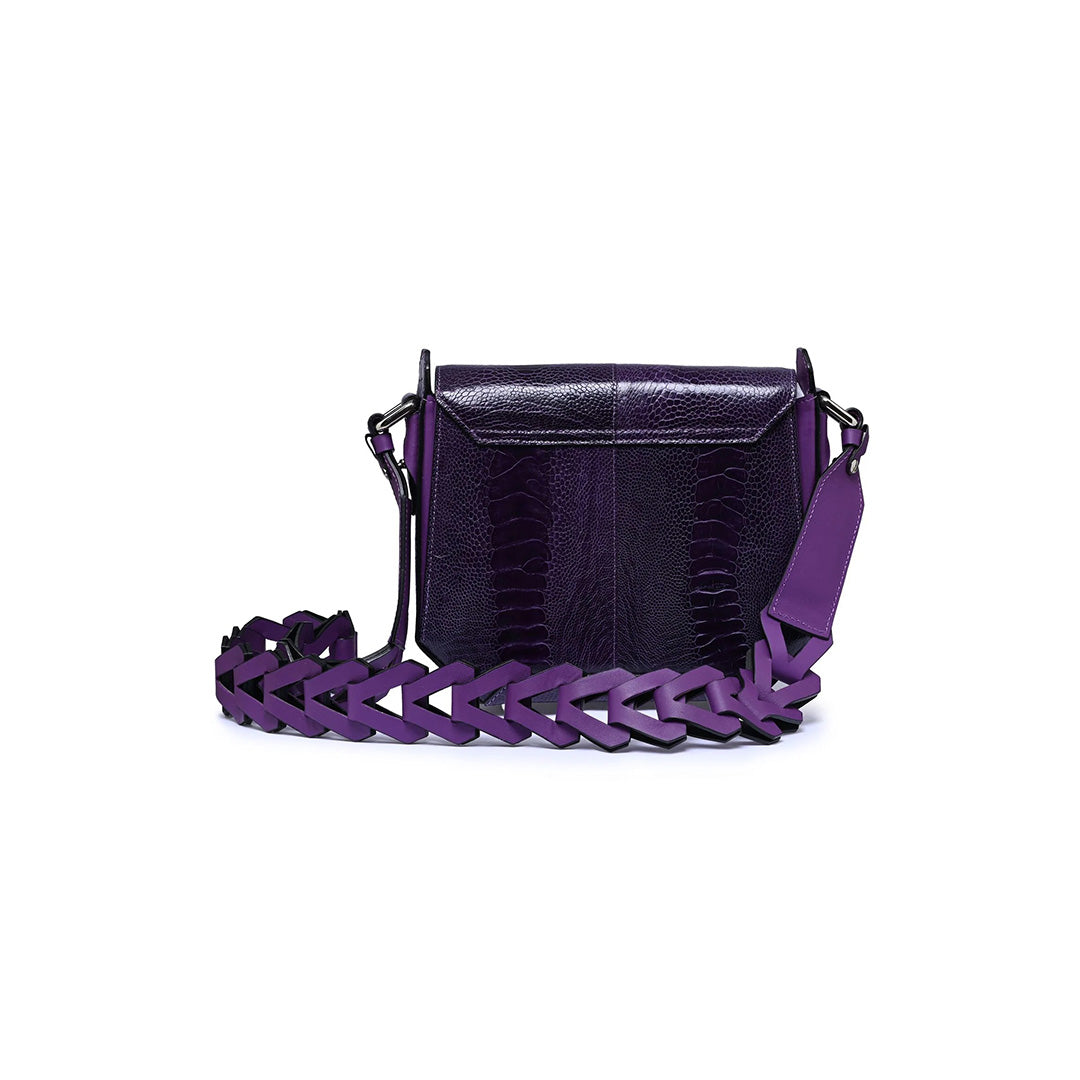 Purple Lia Ostrich Leather Shoulder Bag