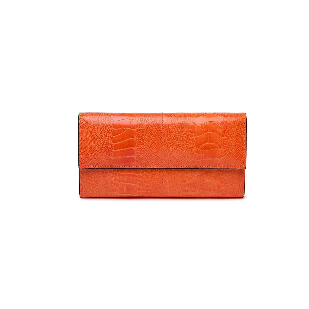 Orange Mississippi Ostrich Leg Leather Purse
