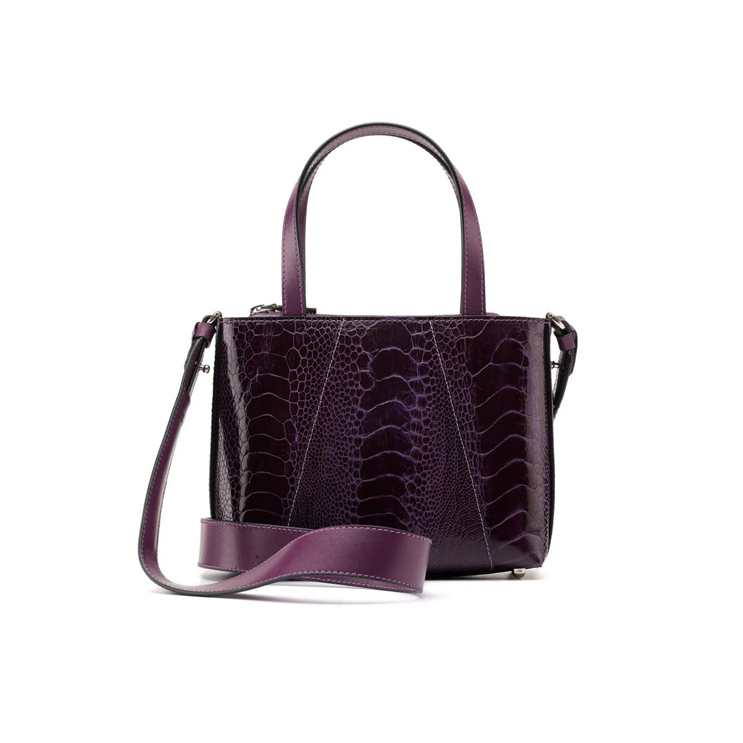 Purple Lily Ostrich Leg Leather Shoulder Bag