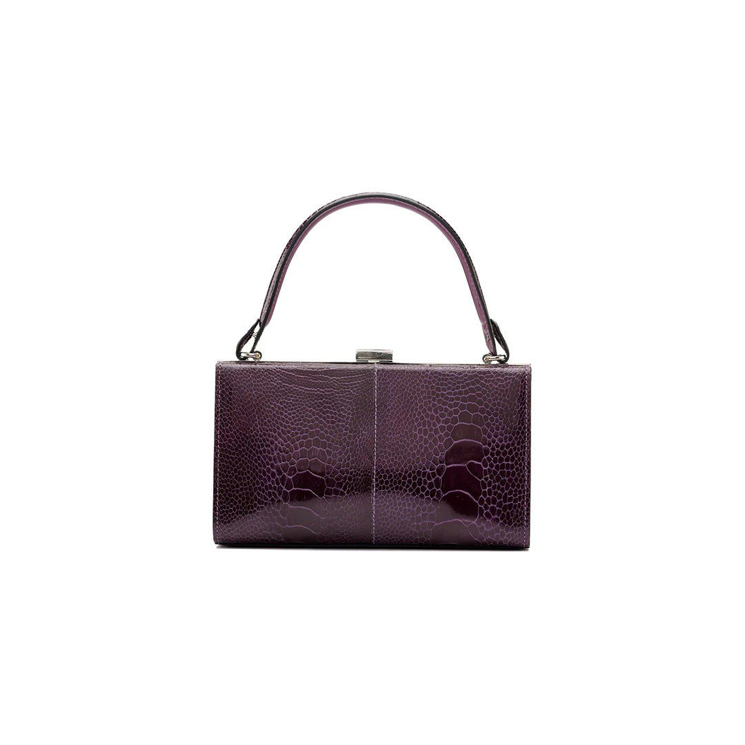 Purple Libby Ostrich Leather Evening Bag