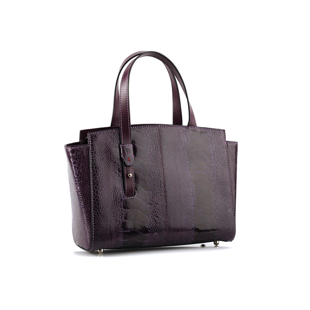 Purple Lorelai Ostrich Leather Shoulder Bag