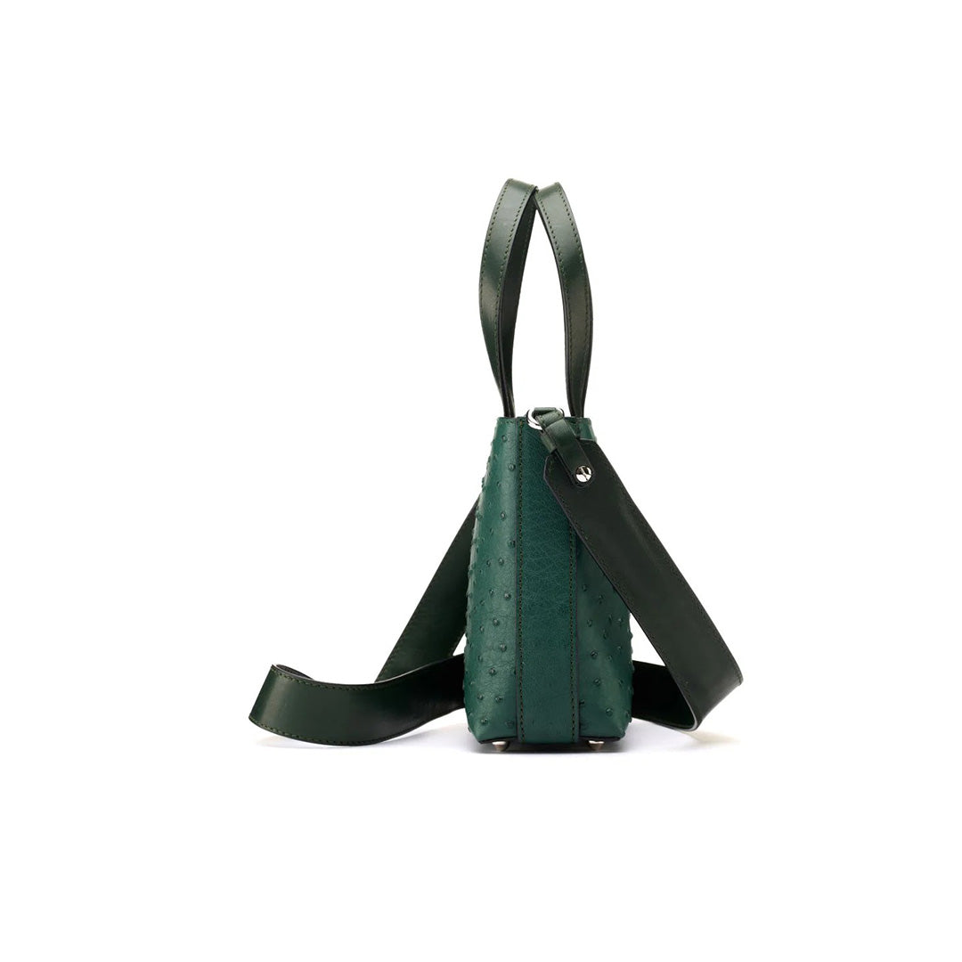 Green Lily Ostrich Leather Shoulder Bag