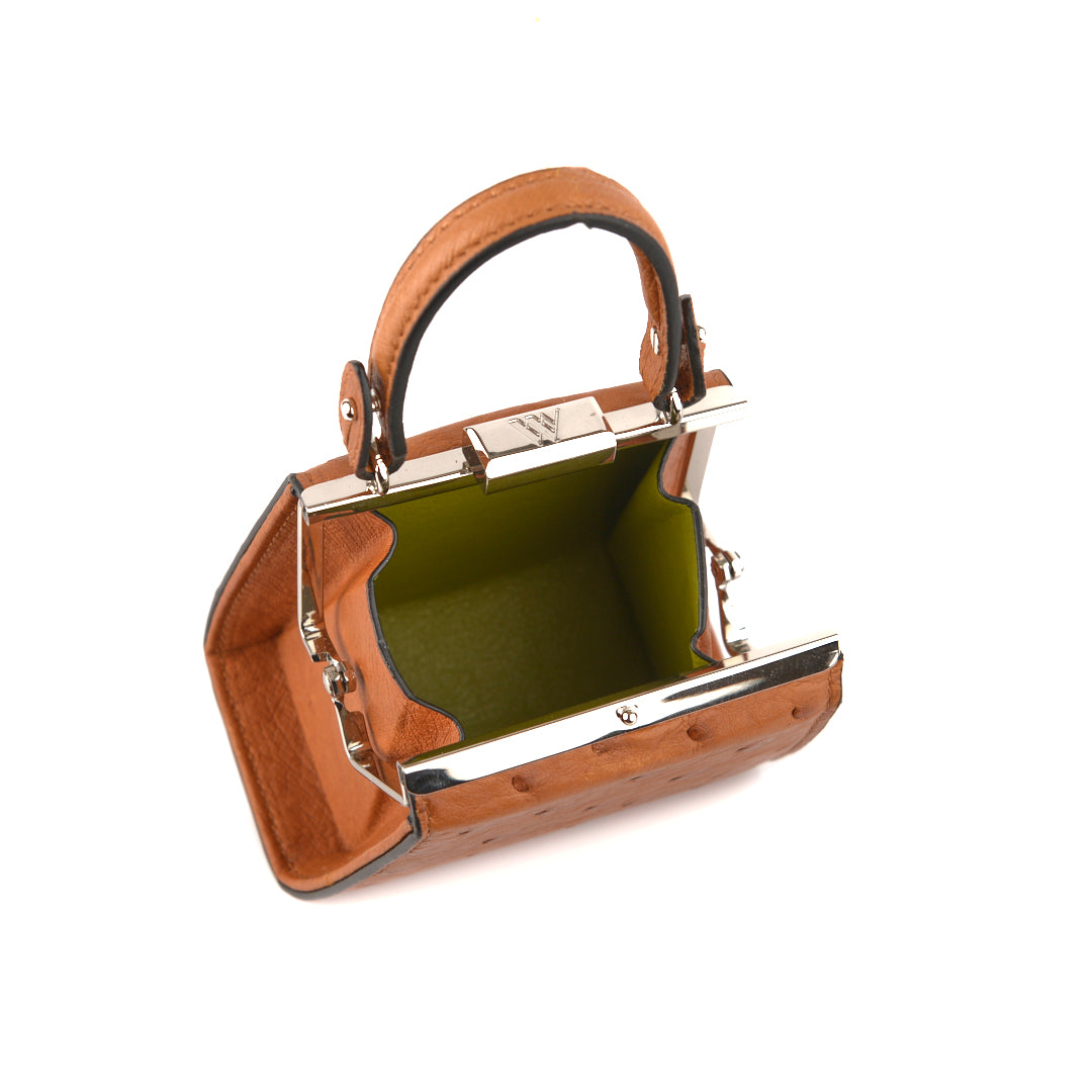 Light Brown Vegas Ostrich Leather Micro Bag