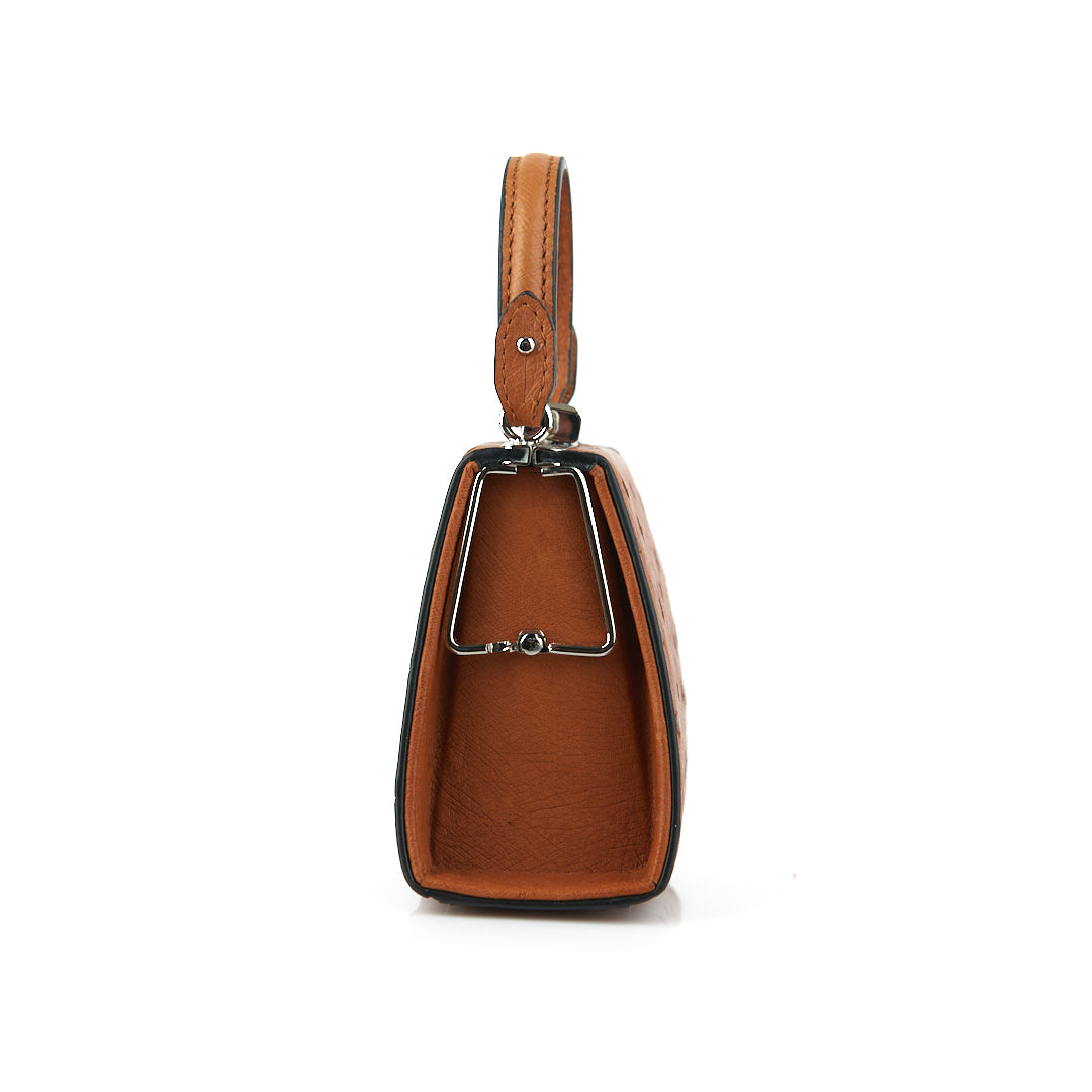 Light Brown Vegas Ostrich Leather Micro Bag