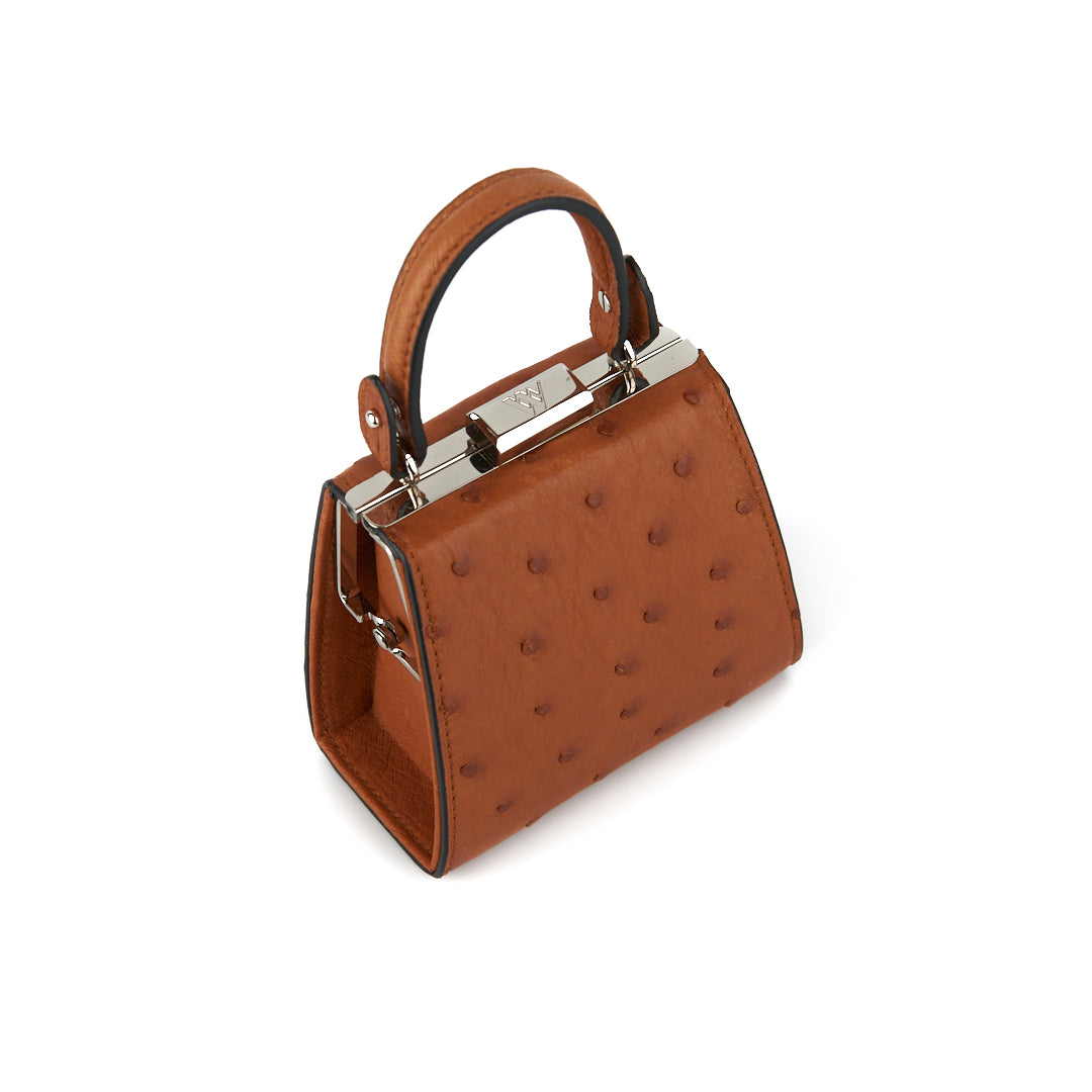 Light Brown Vegas Ostrich Leather Micro Bag
