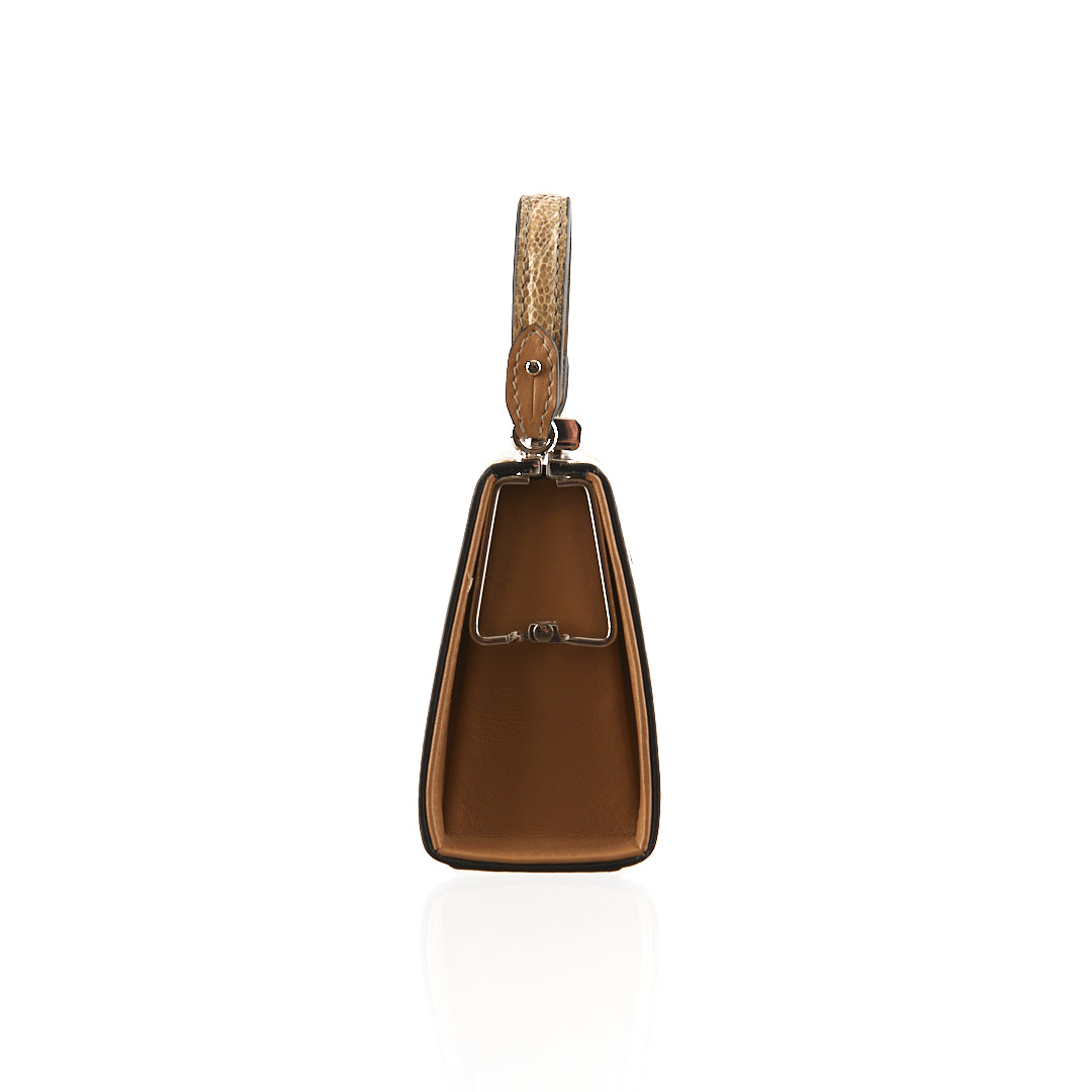Nude Vegas Ostrich Leather Micro Bag