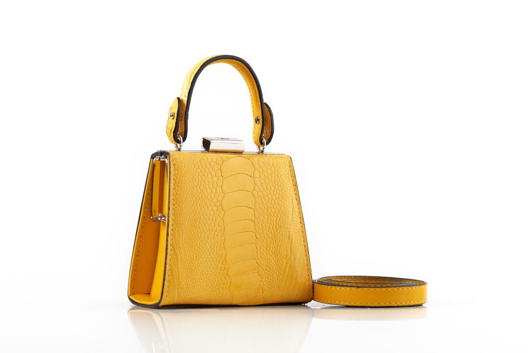 Yellow Vegas Ostrich Leather Micro Bag