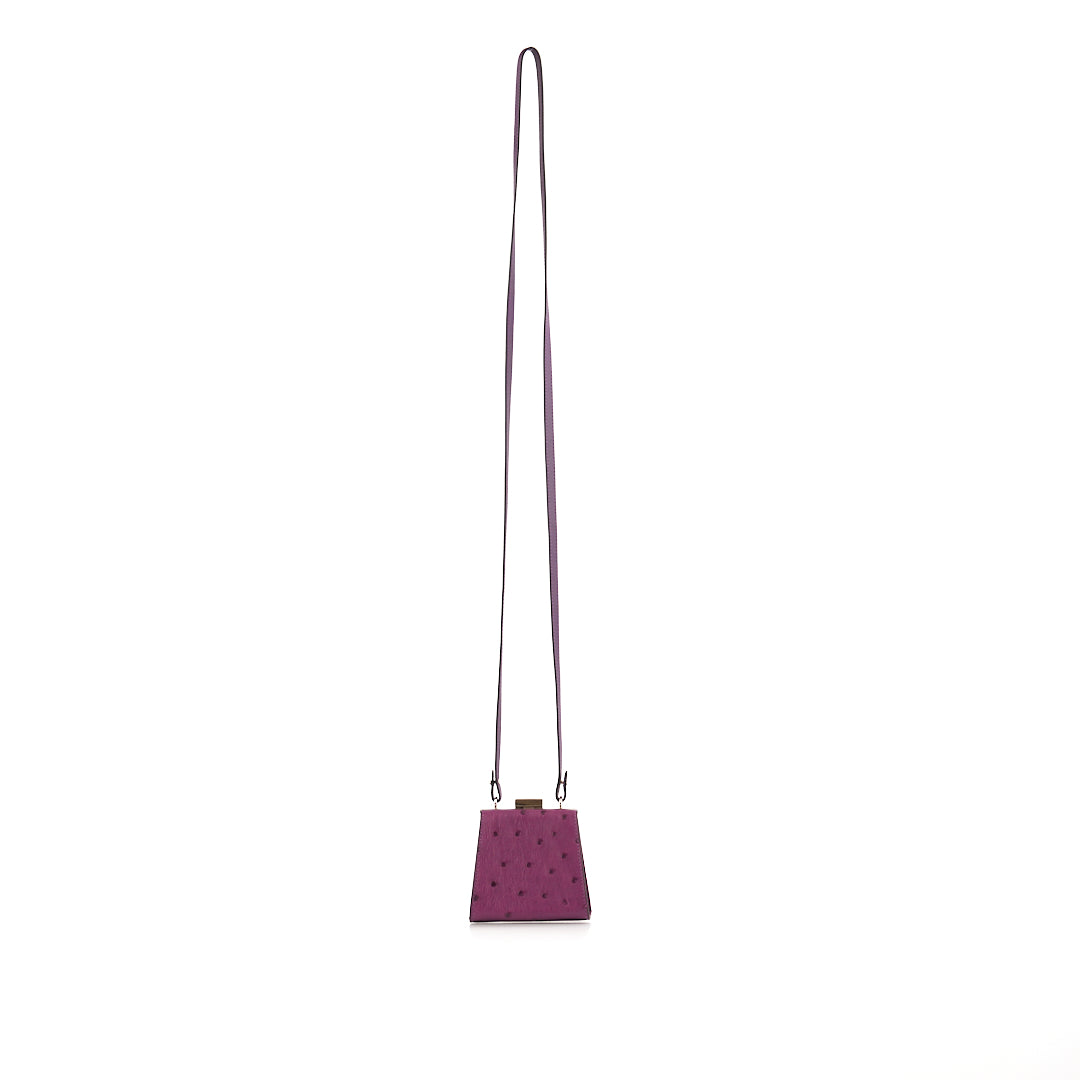 Purple Vegas Ostrich Leather Micro Bag