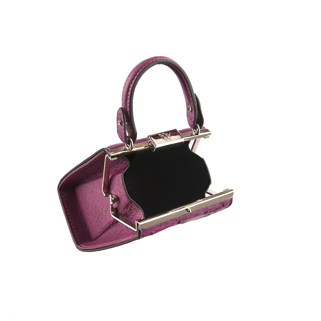 Purple Vegas Ostrich Leather Micro Bag