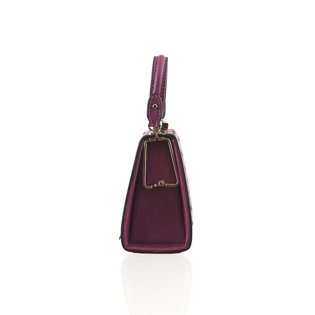 Purple Vegas Ostrich Leather Micro Bag