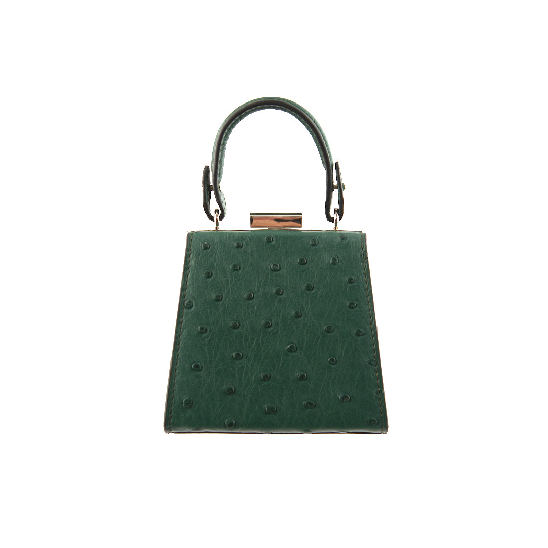 Green Vegas Ostrich Leather Micro Bag