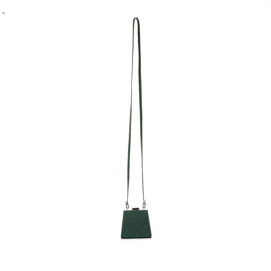 Green Vegas Ostrich Leather Micro Bag