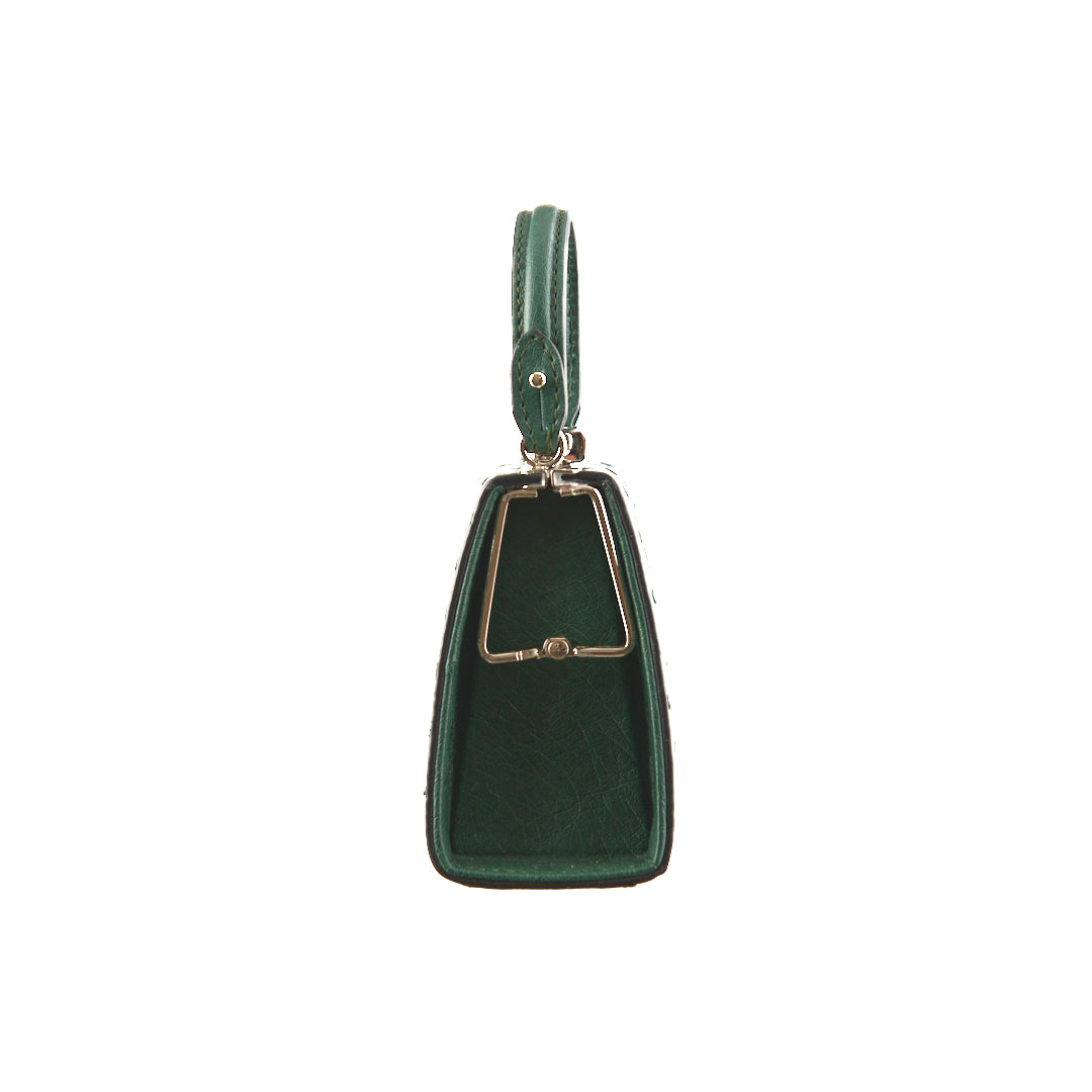 Green Vegas Ostrich Leather Micro Bag